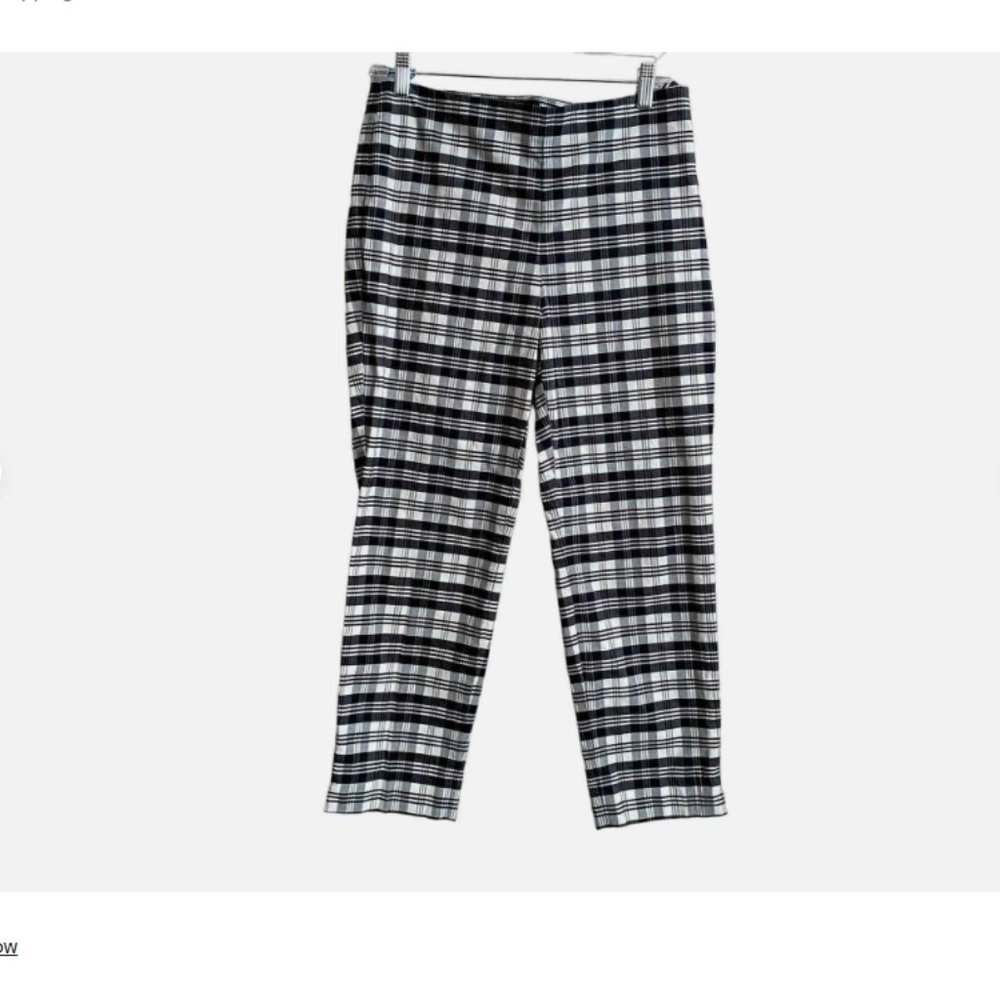 Talbots Black White Sutton Plaid Tailored Ankle Pants SZ 8